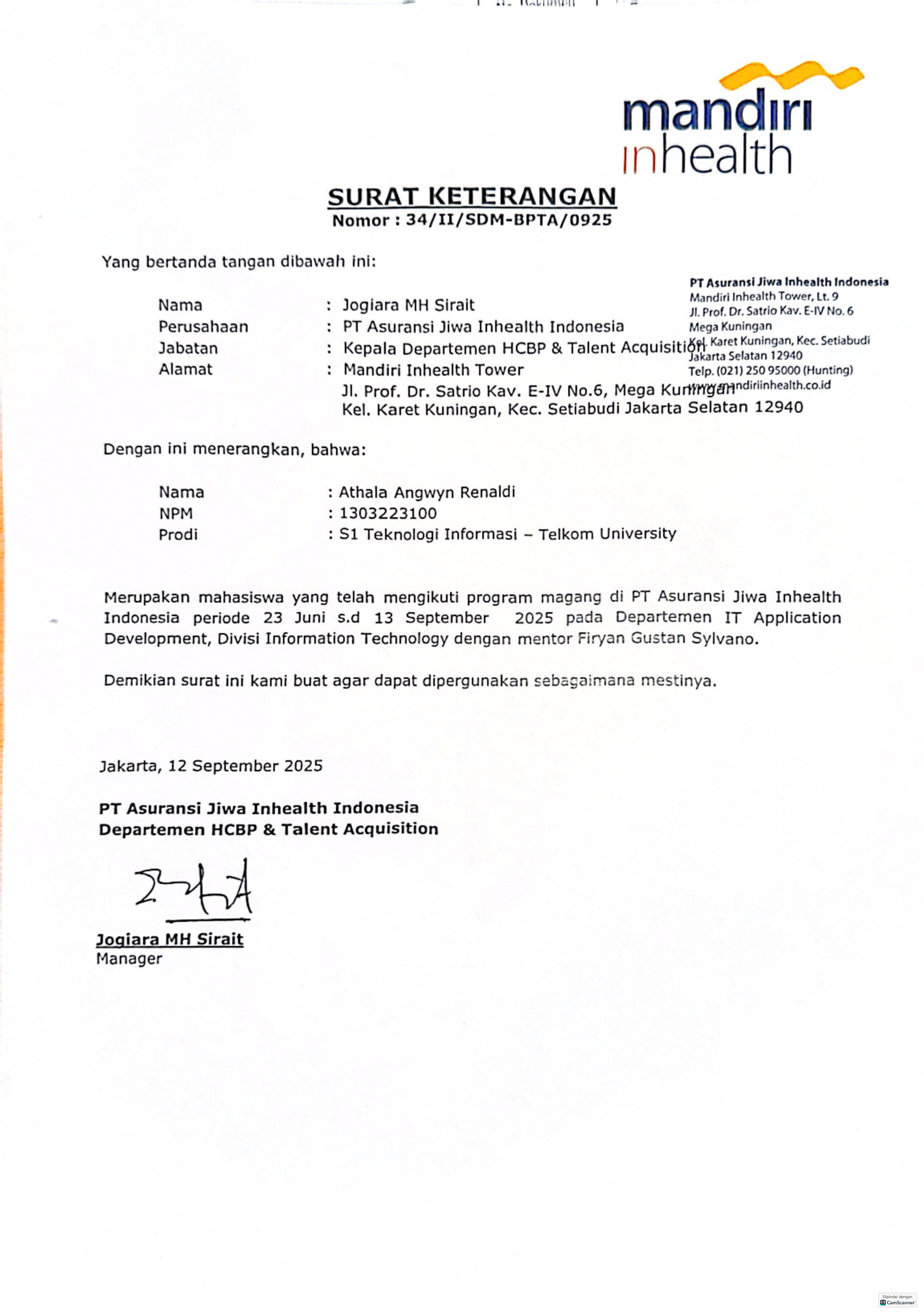 Sertifikat Kerja Praktik